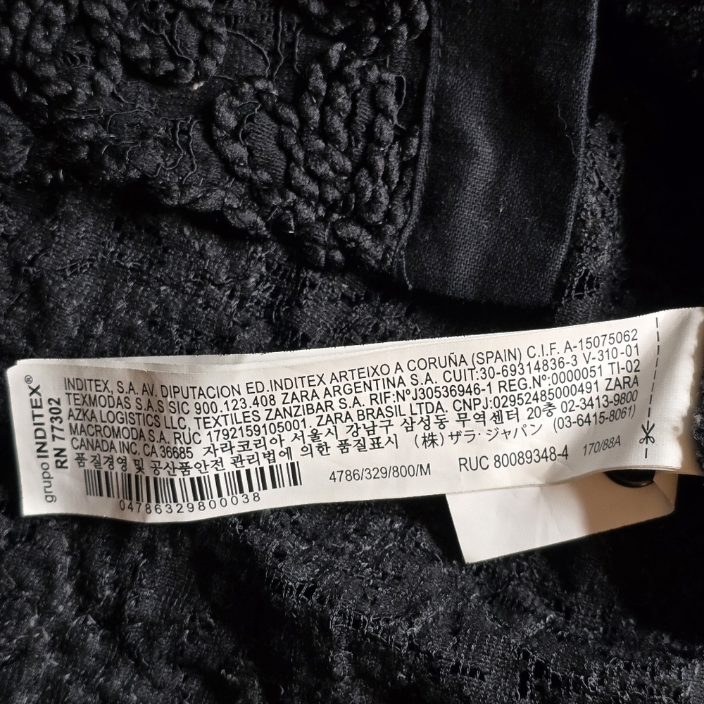 Zara Elegant Black Lace Blouse 51% Linen 49% Cotton - Picture 11 of 12